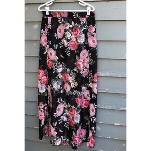 Vintage Midi Skirt Long Skirt Floral Flowers Edith Flagg Three Flaggs womens 6